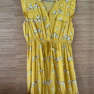 Yellow Floral Sleeveless Dress